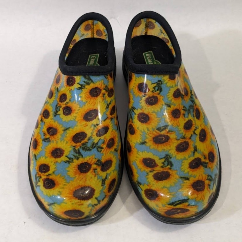 Groundwork Women Sunflower Garden Clogs Waterproof Slip On Shoes Blue Yellow 10M